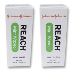 2 x J&J REACH DENTAL FLOSS - PROFESSIONAL SIZE - Dental Floss, Waxed, Mint, 200 yds